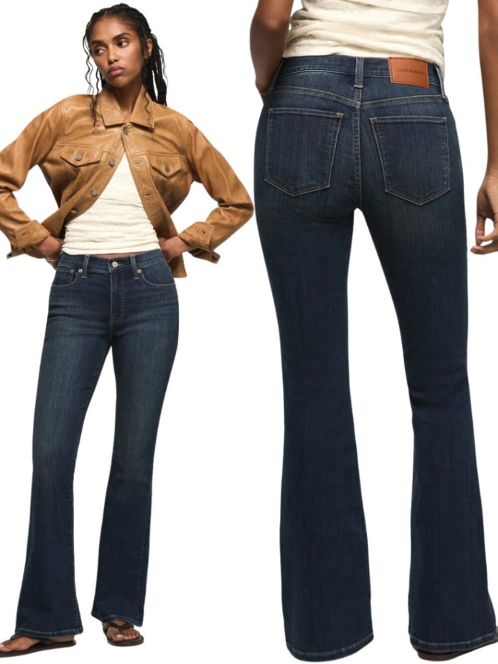 Lucky Brand High Rise Stevie Flare Denim Jeans Womens 4 27 Medium Wash Boho NWOT